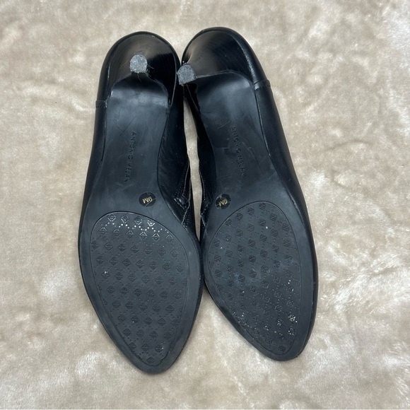 Antonio Melani Black Leather Heeled Booties Size 9 Noleta 3" Heel Ankle Boots - Picture 9 of 16